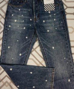 15pc FREE PEOPLE x Sandrine Rose POLKA DOT Blue Jeans #29870A (J-4-7)
